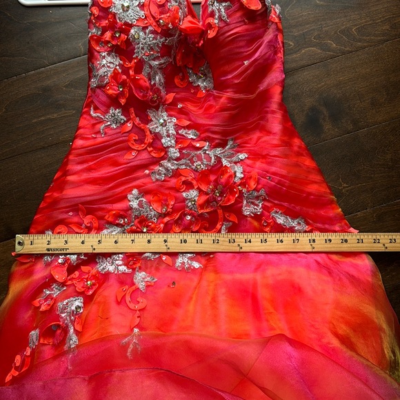 Tony Bowls Le Gala Floral Beaded Strapless Prom Pageant Ball Gown - Picture 15 of 16